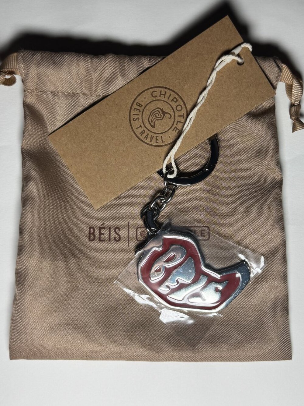 Beis x Chipotle Red Pepper Enamel Keychain Charm Limited Edition Holiday Collab
